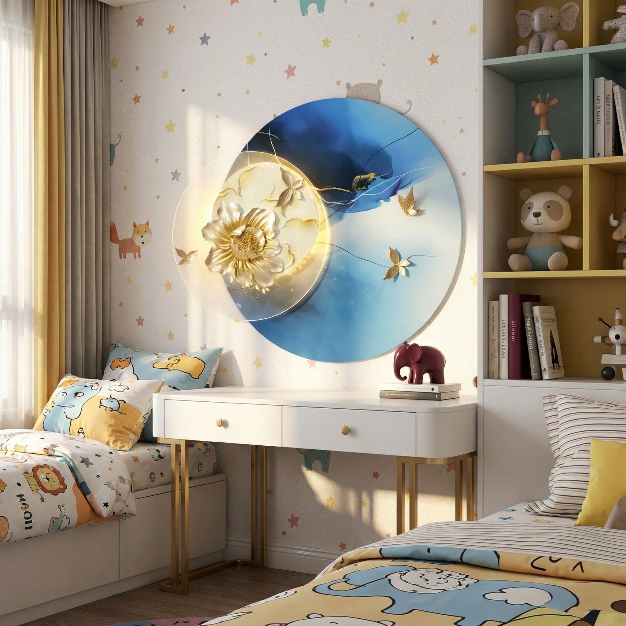Golden Bloom Disc Wall Art | Set of 1