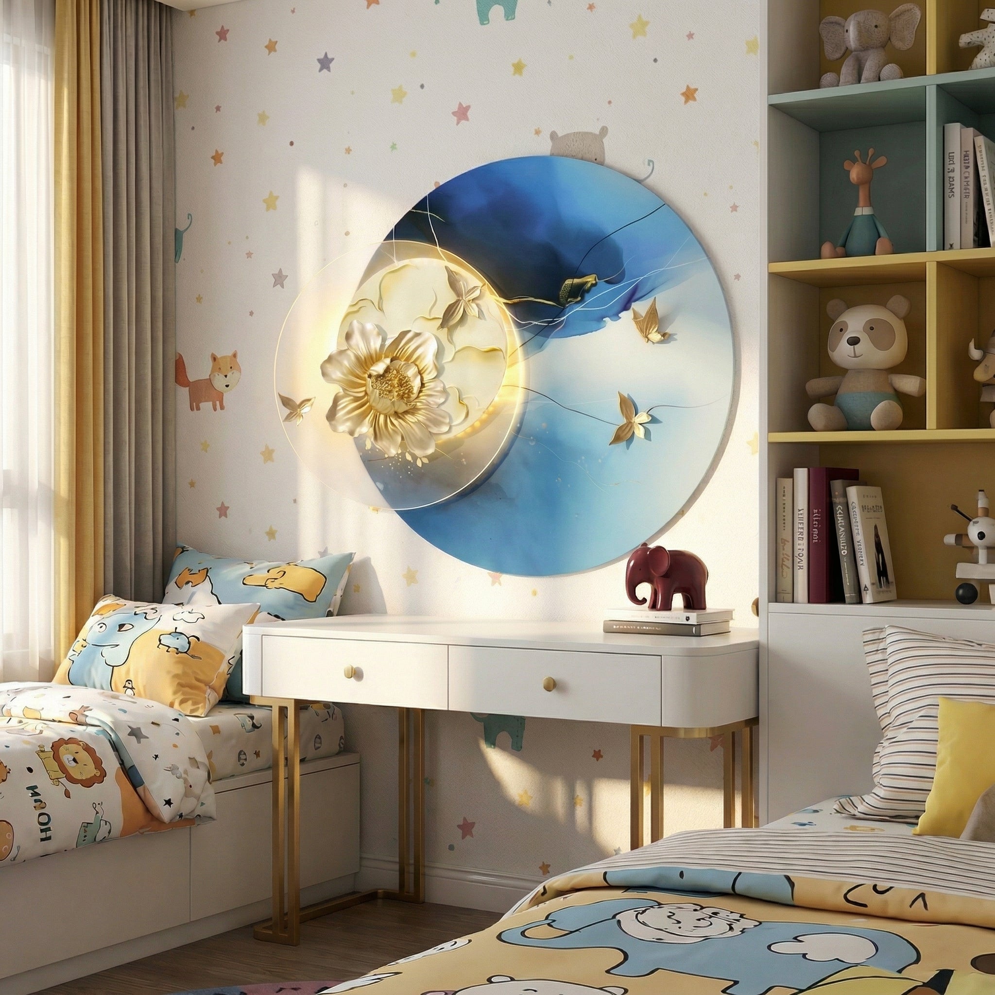 Golden Bloom Disc Wall Art | Set of 1
