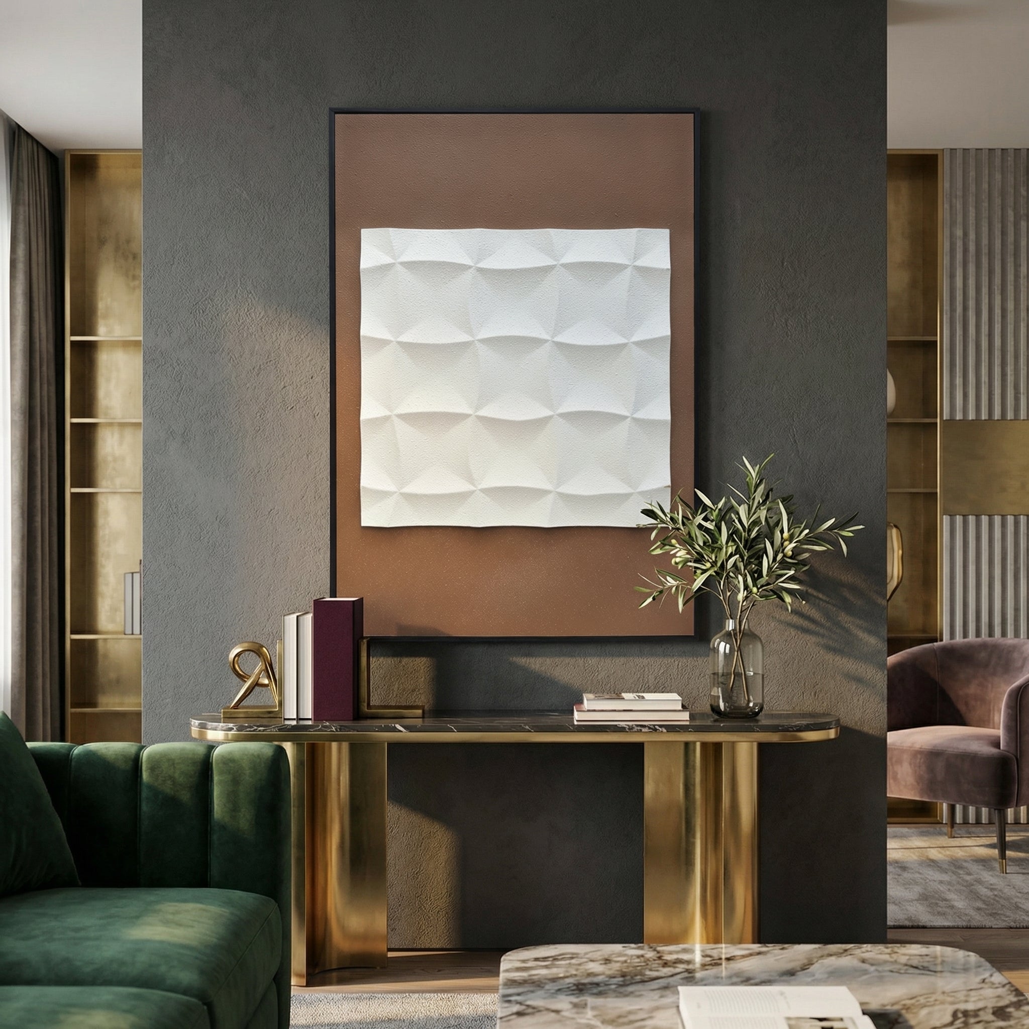 Minimalist Geometric Relief Wall Art | Set of 1