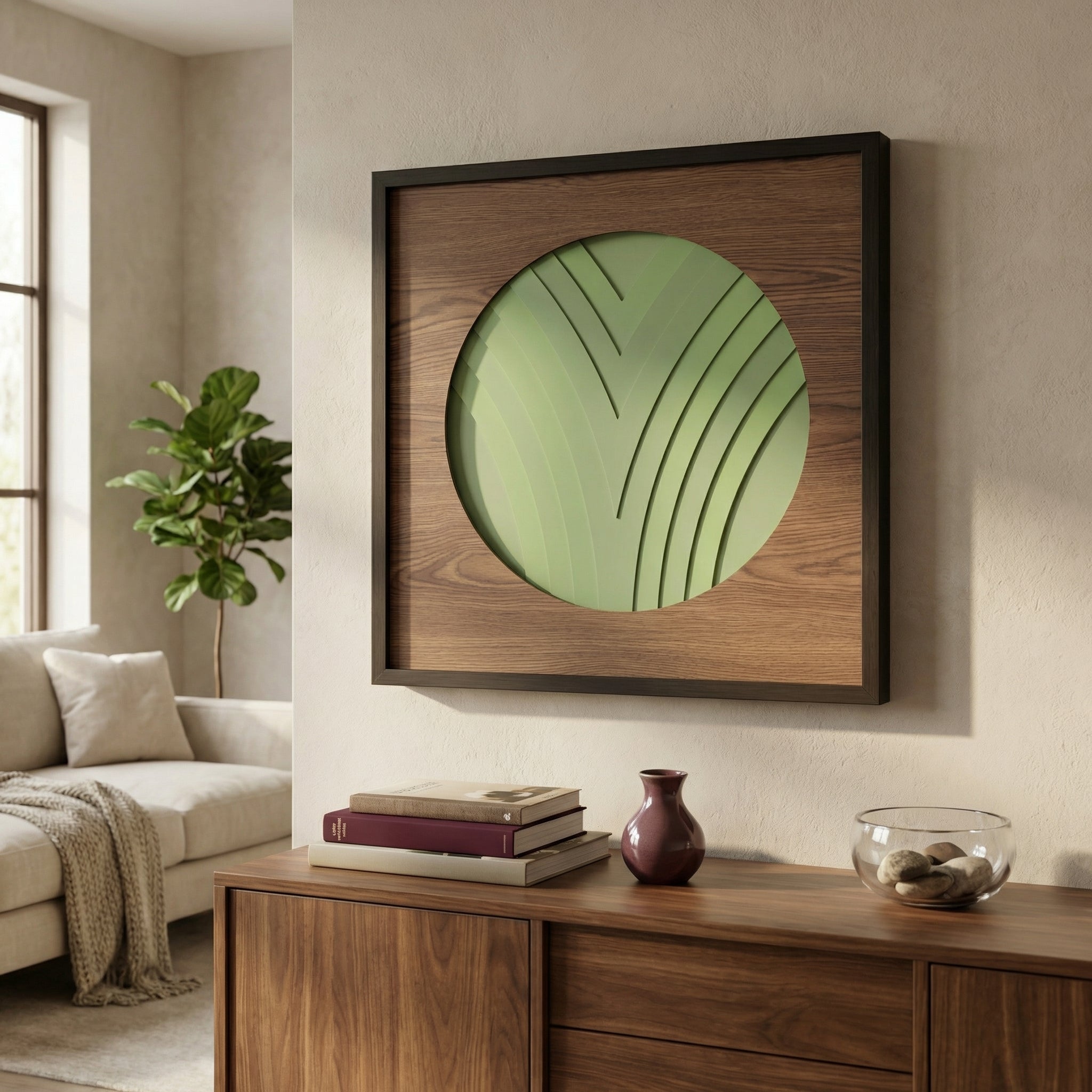 Verdant Leaf Design Wall Art | Set of 1