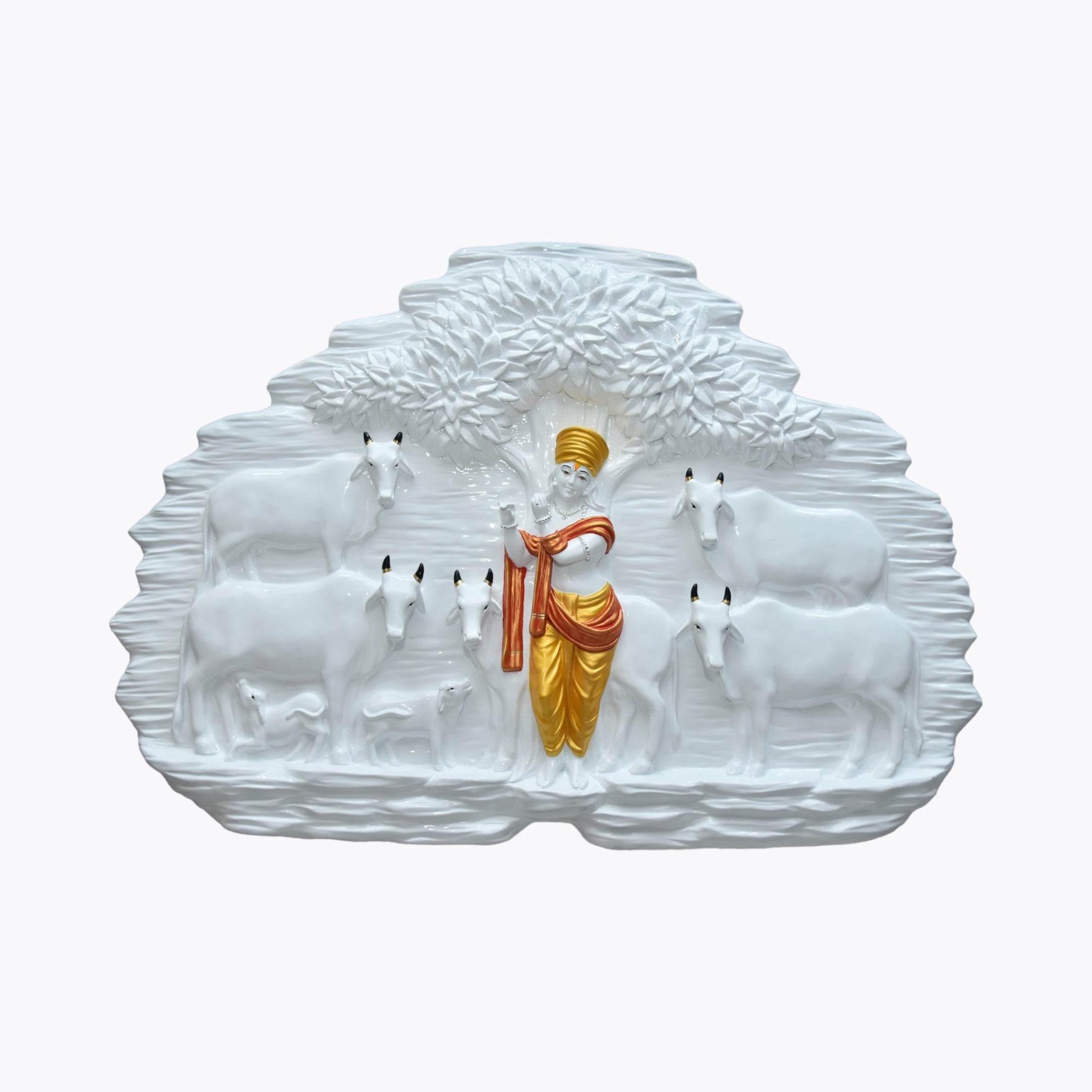 Divine Aura Ceramic Wall Art | Lord Krishna | Set of 1