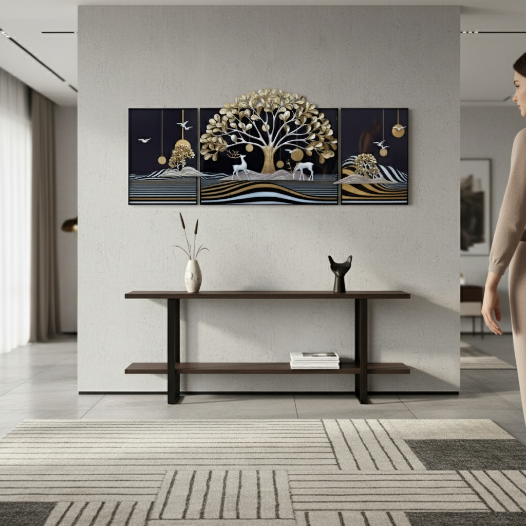 Golden Harmony Wall Panel | Set of 3