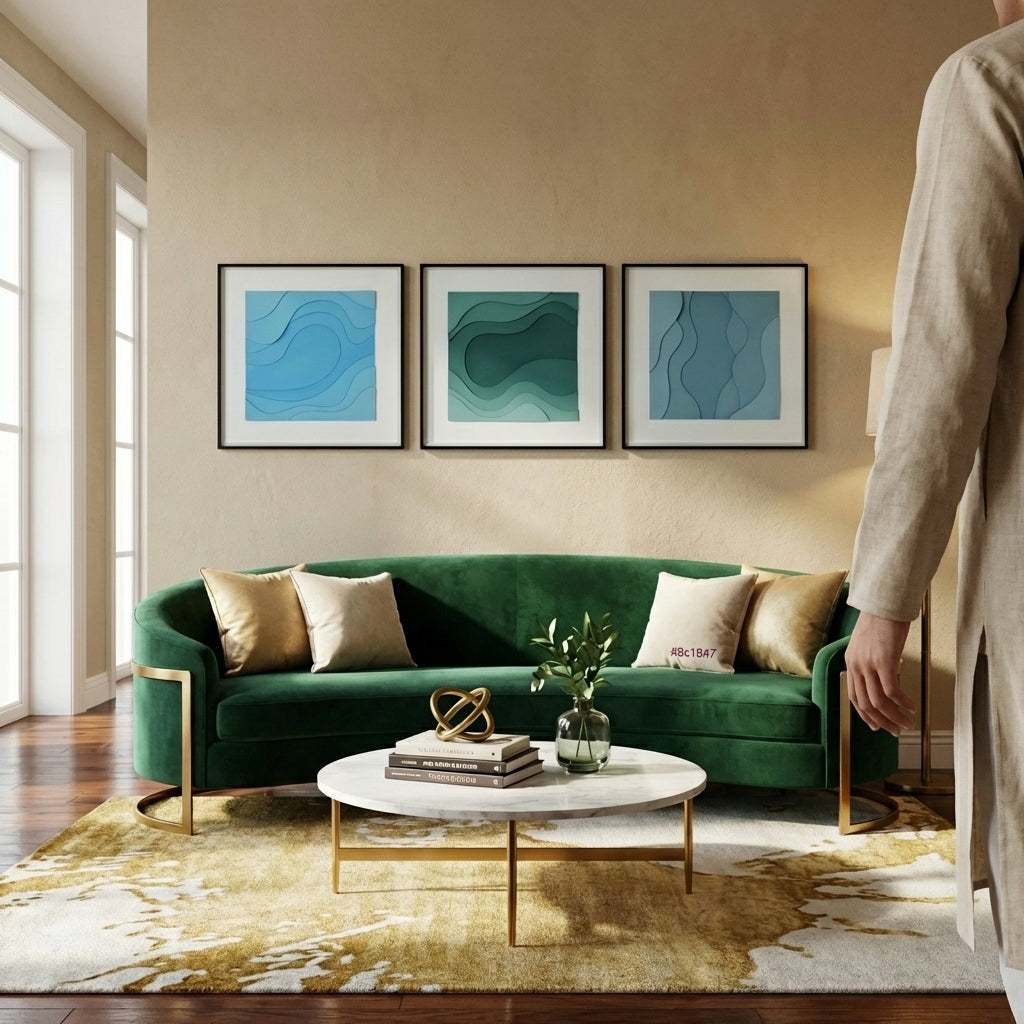 Elegant Abstract Decor Wall Art Set - Oceanic Tranquility | Set Of 3