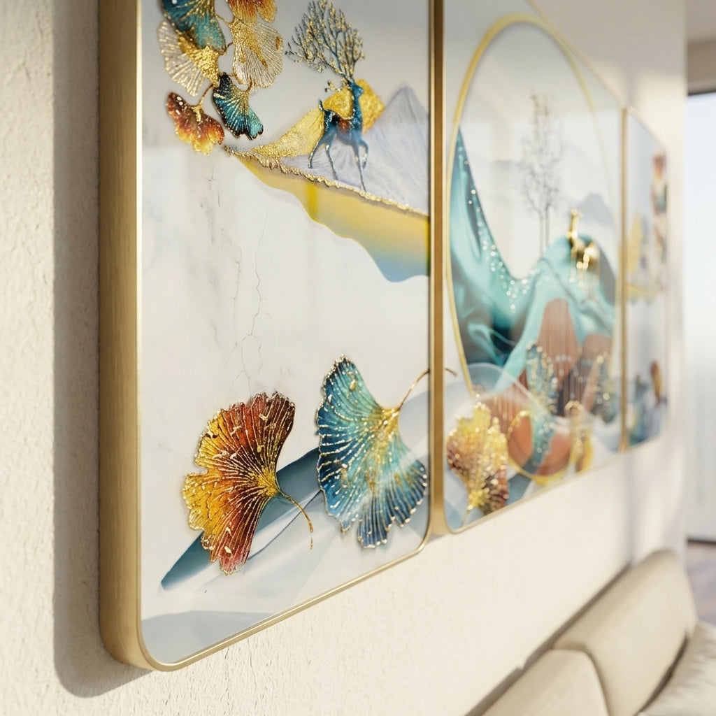 Mystic Ginkgo Triptych Wall Art | Set of 3