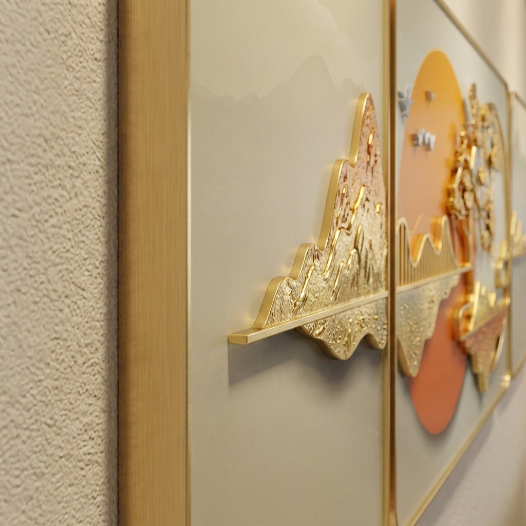 Gilded Sunrise Wall Panel | Set of 3