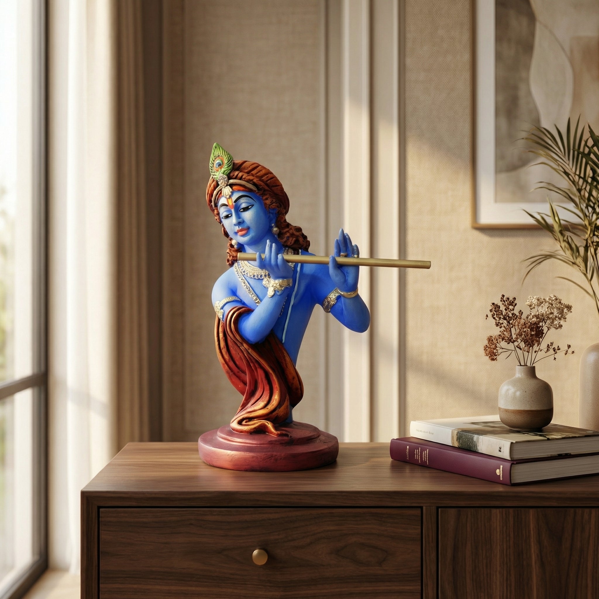 Celestial Krishna with Flute Statue | God Statue | Set of 1