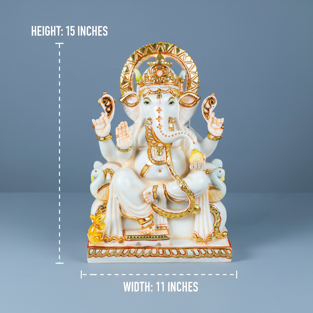 White & Gold Ganesha | God Statue | Set of 1