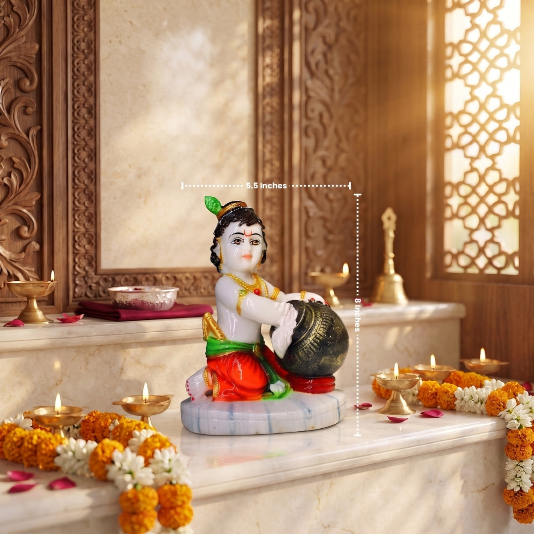 Bal Krishna Makhan Chor statue dimensions - 8 inch height