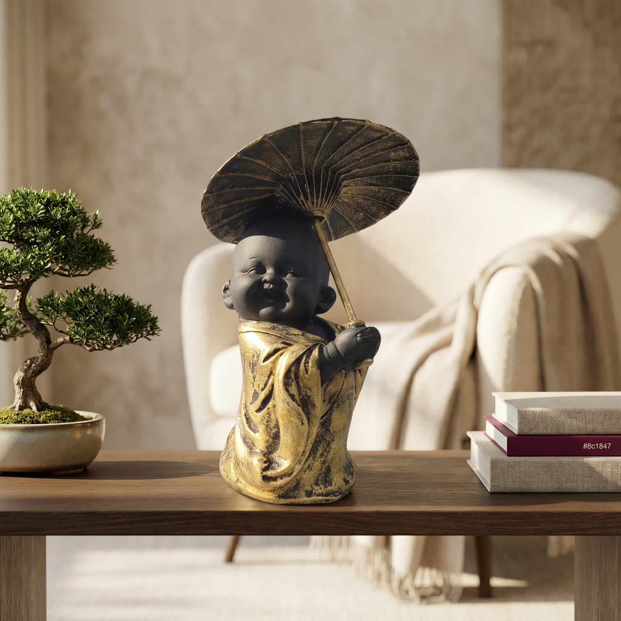 Black and Gold Buddha Statue Decor | Set Of 1