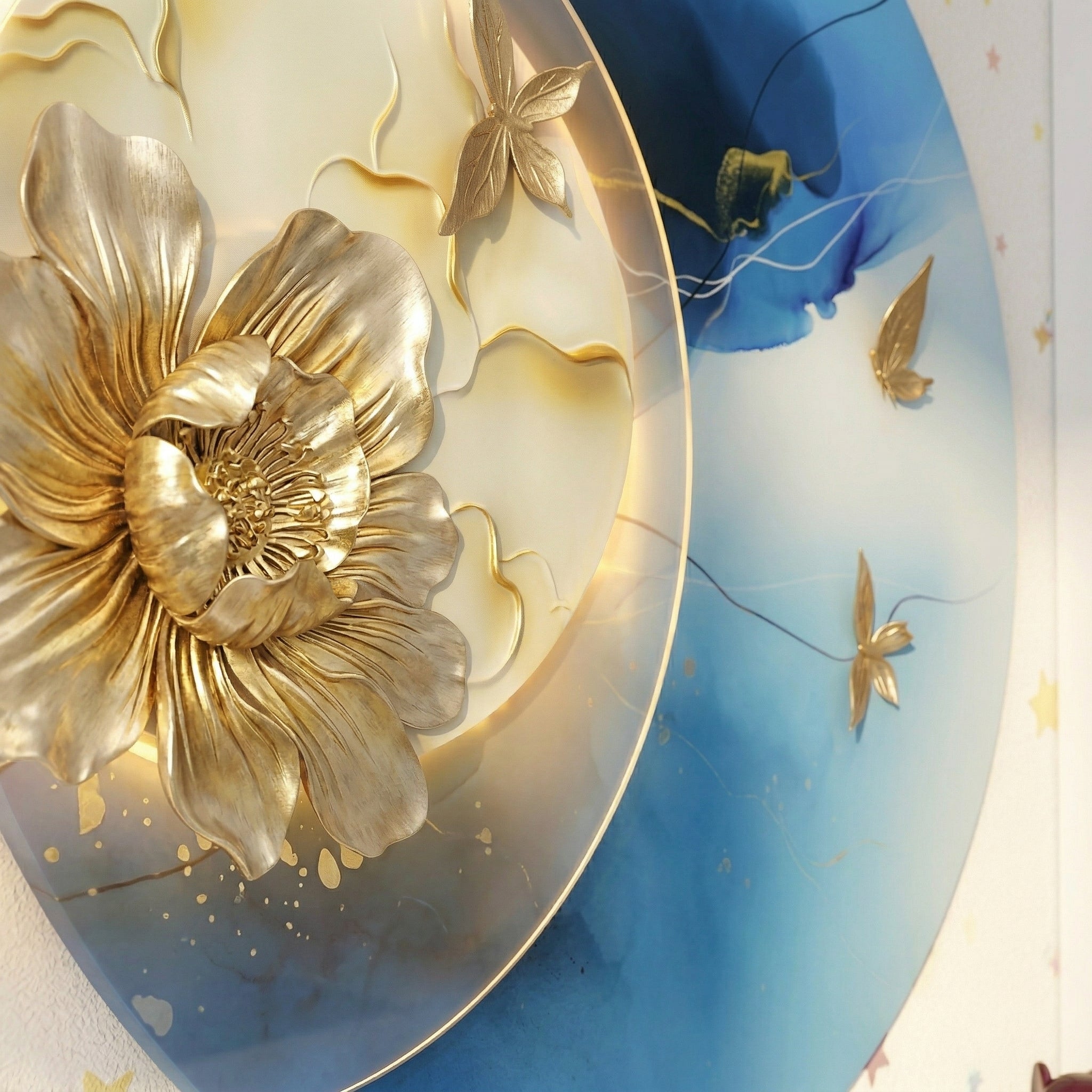 Golden Bloom Disc Wall Art | Set of 1