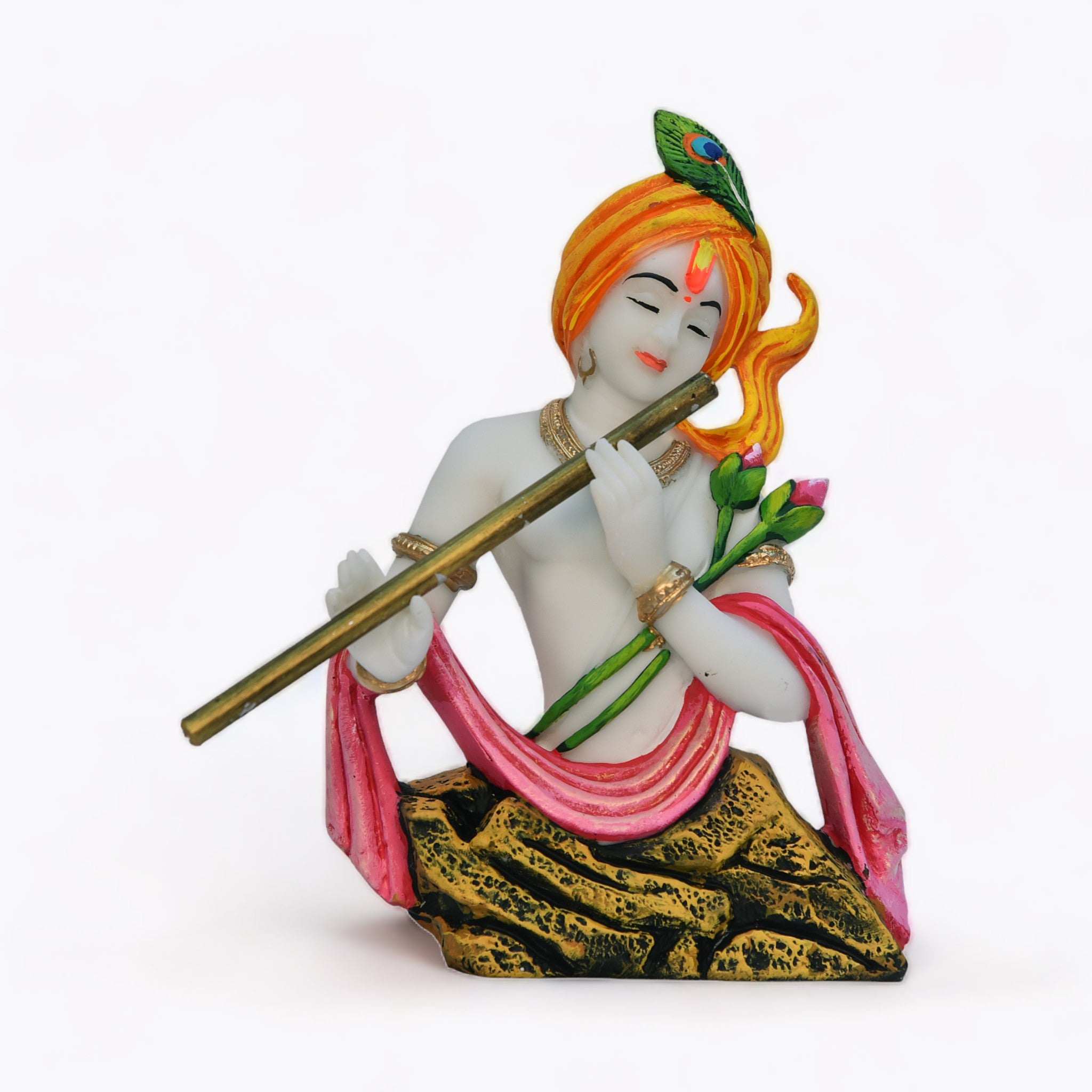 Blissful Krishna Playing Flute Statue | God Statue | Set of 1