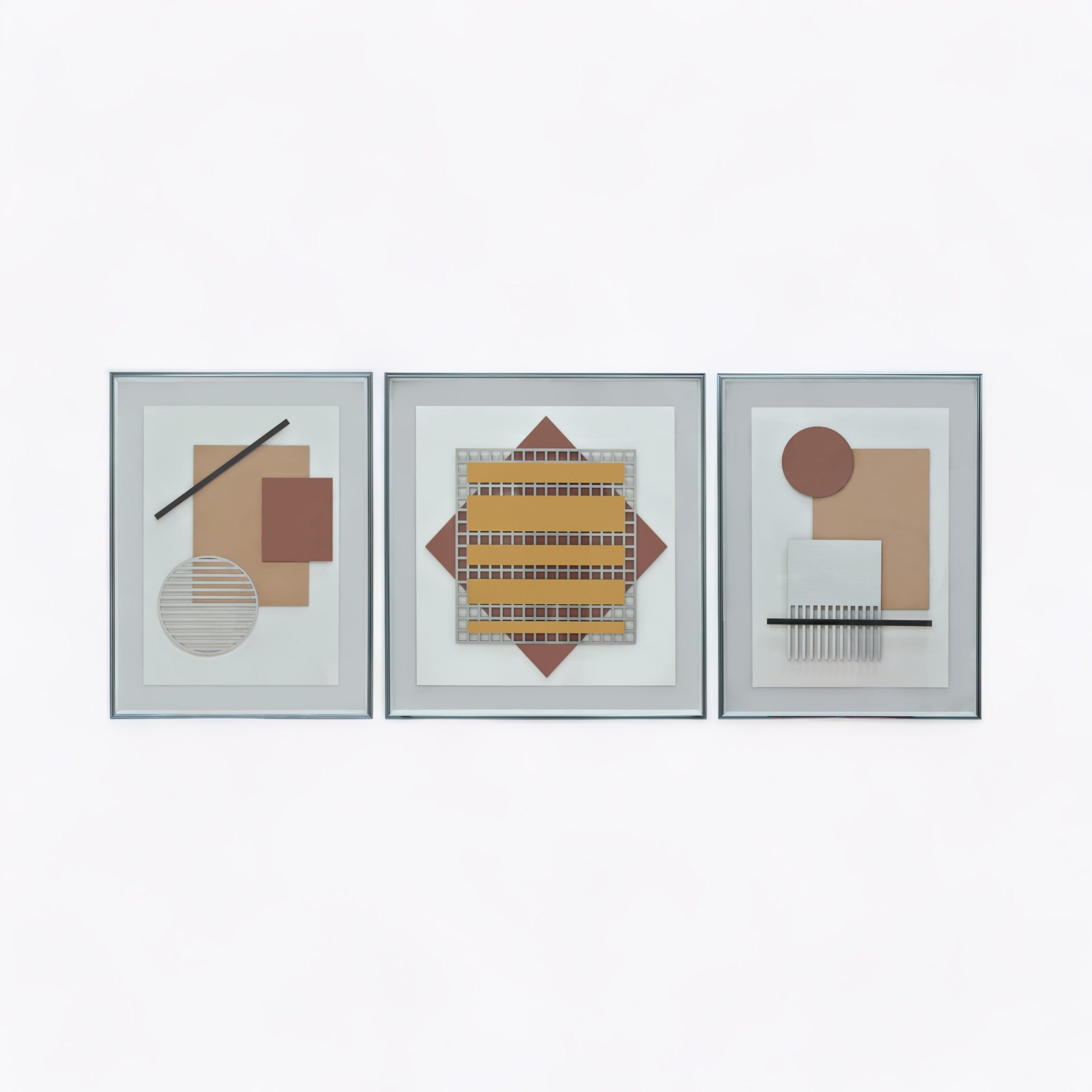 Geometric Abstraction Wall Art Trio