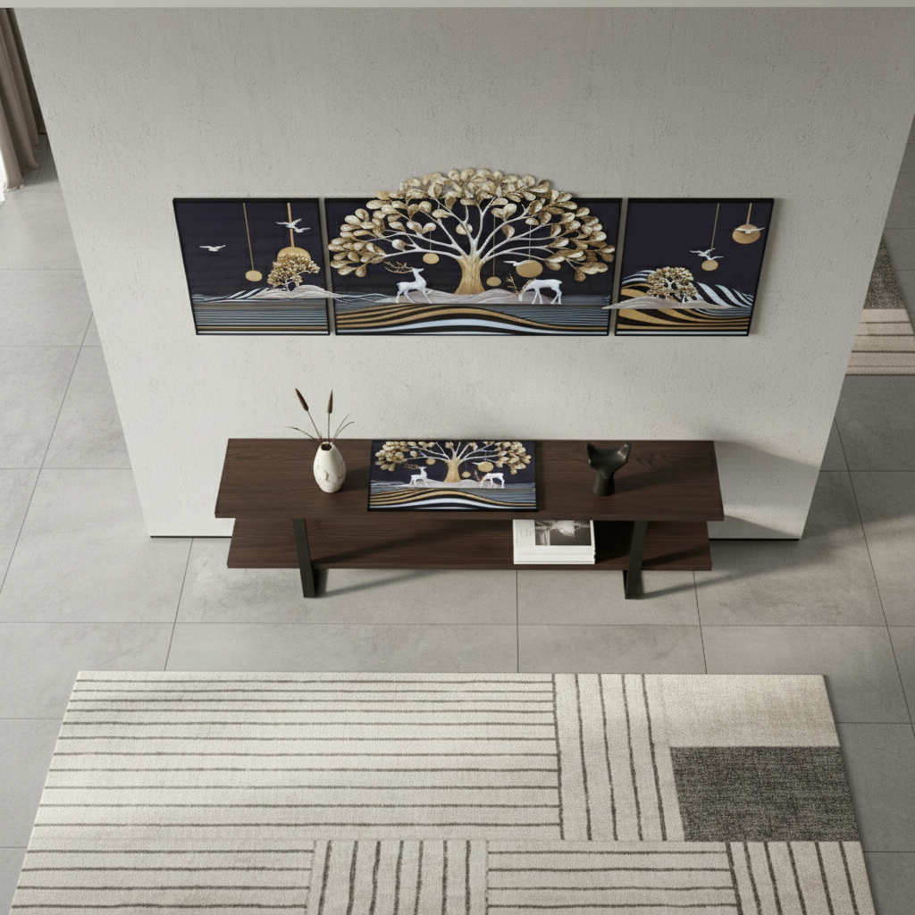 Golden Harmony Wall Panel | Set of 3