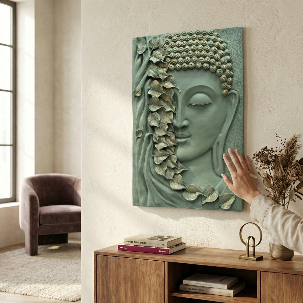 Tranquil Bodhi Leaf Buddha Wall Art