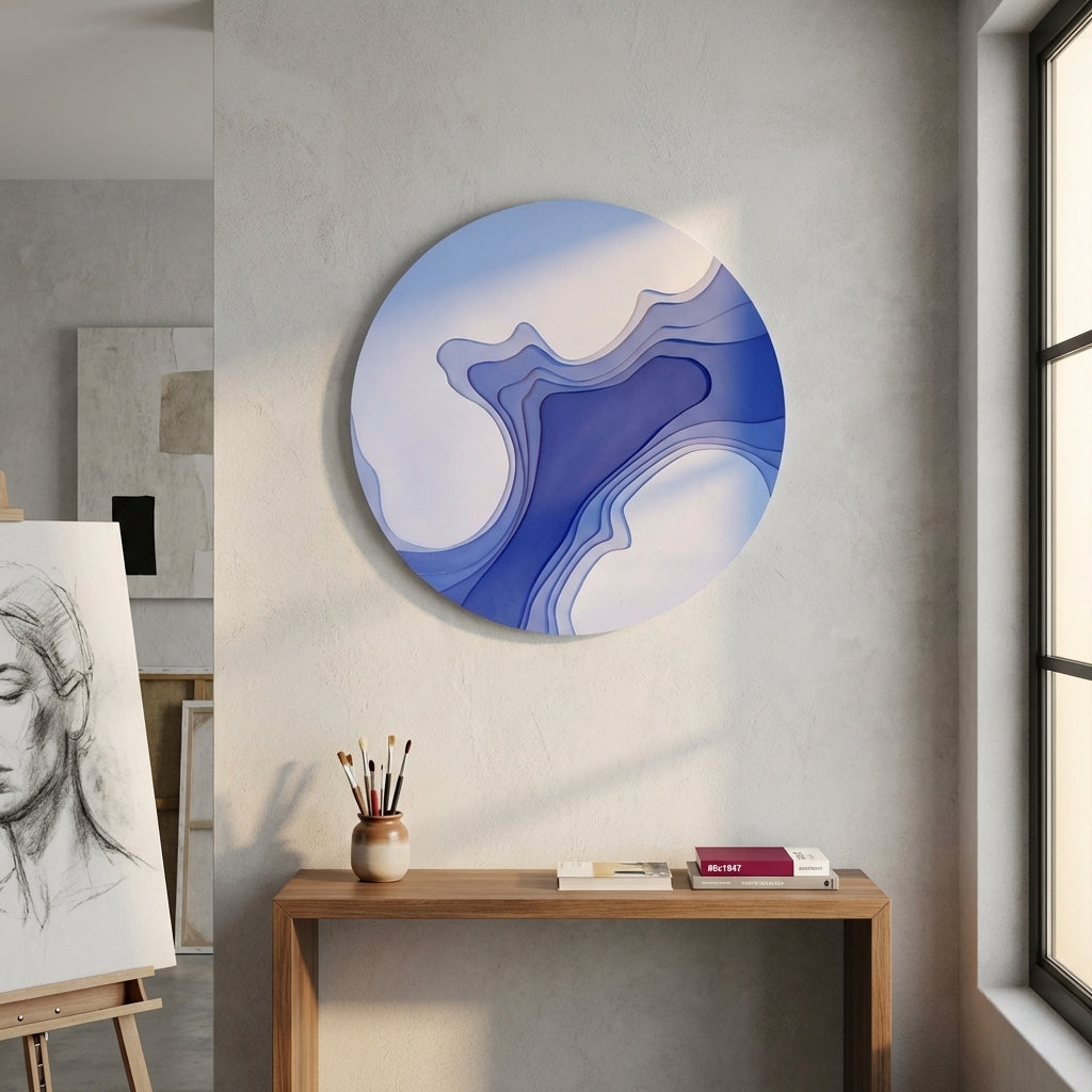 Azure Flow Circular Wall Art | Set of 1