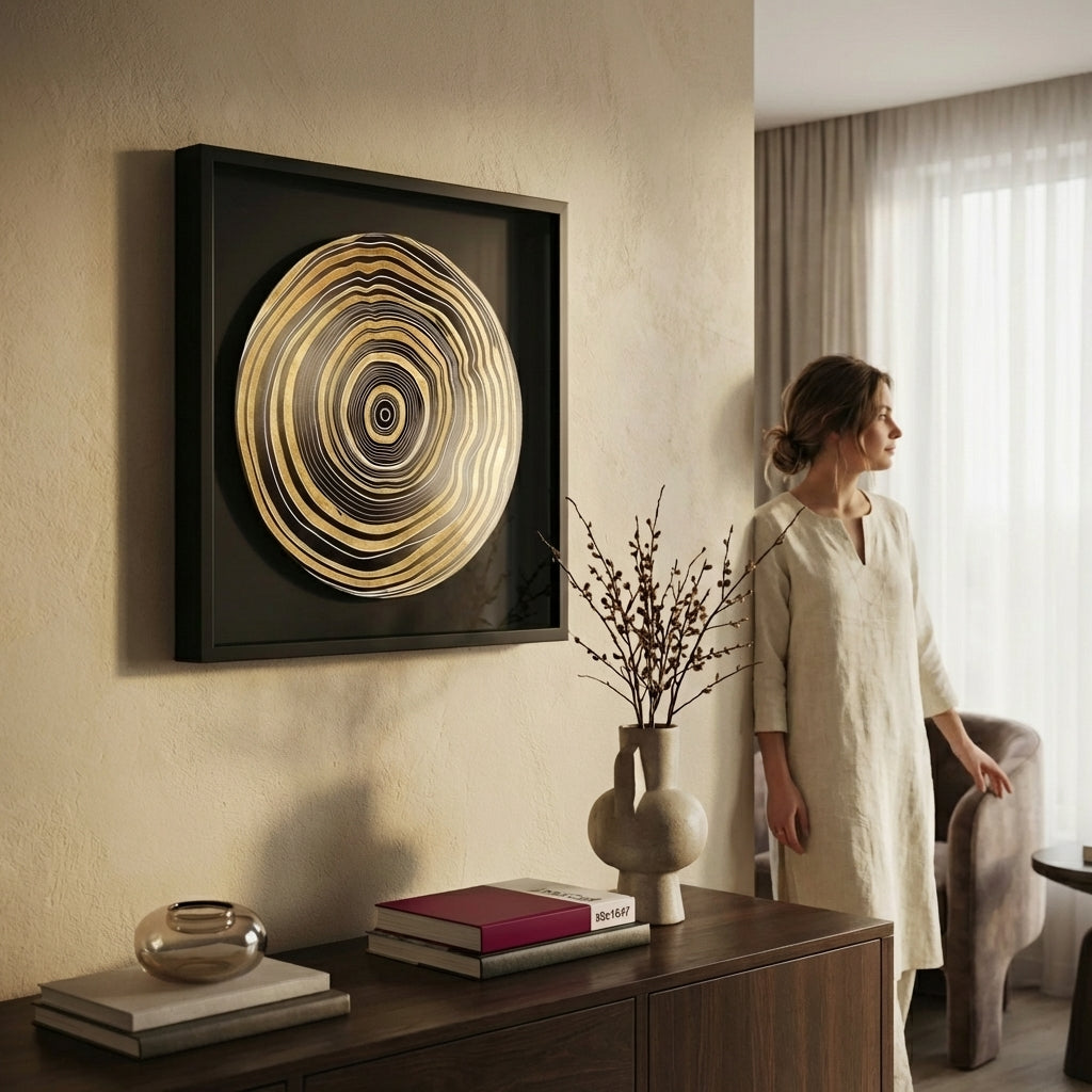 Elegant Modern Abstract Wall Art - Golden Spiral | Set Of 1