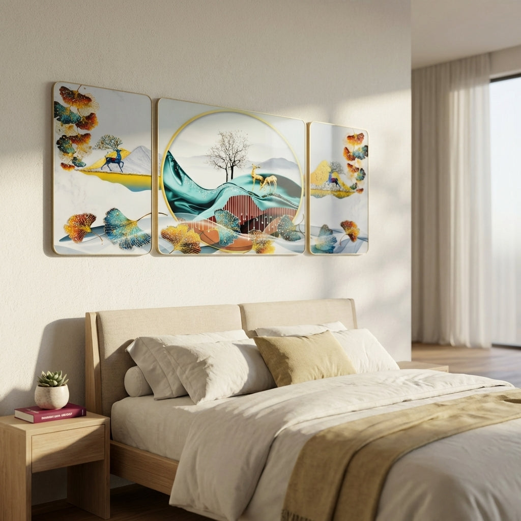 Mystic Ginkgo Triptych Wall Art | Set of 3
