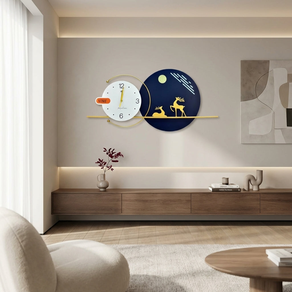 Mystic Night Deer Wall Clock