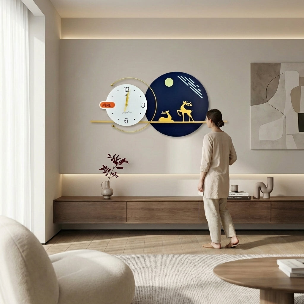 Mystic Night Deer Wall Clock