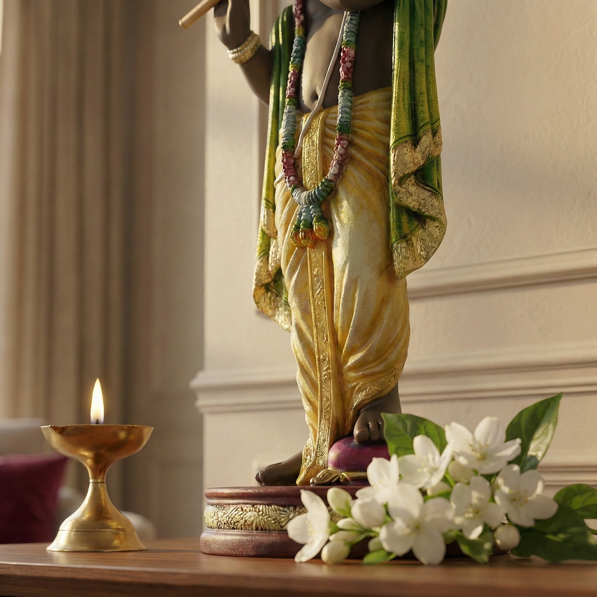 Serene Krishna Divine Melody Statue | God Statue | Set of 1