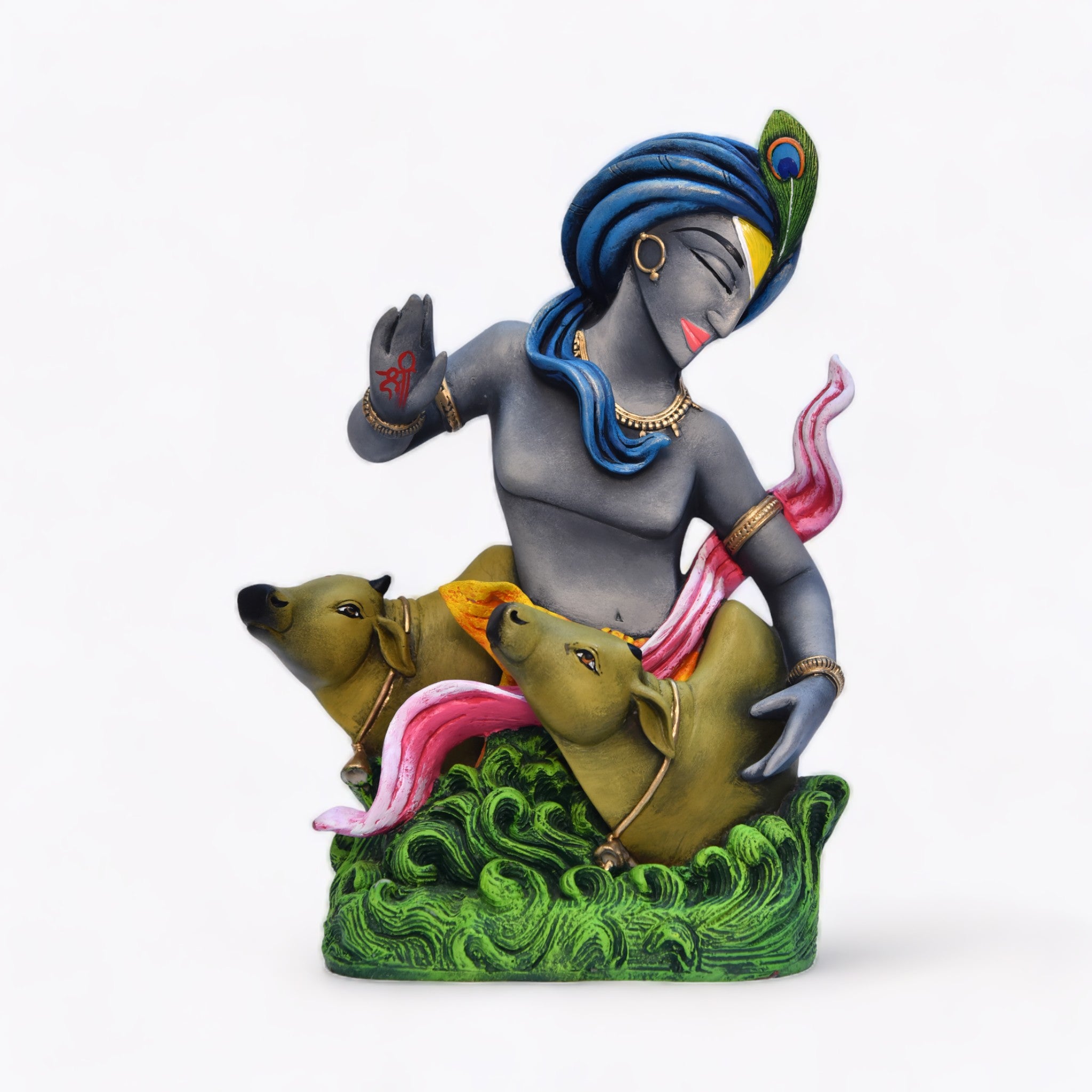 Serene Krishna Calf Whisperer Statue | God Statue | Set of 1