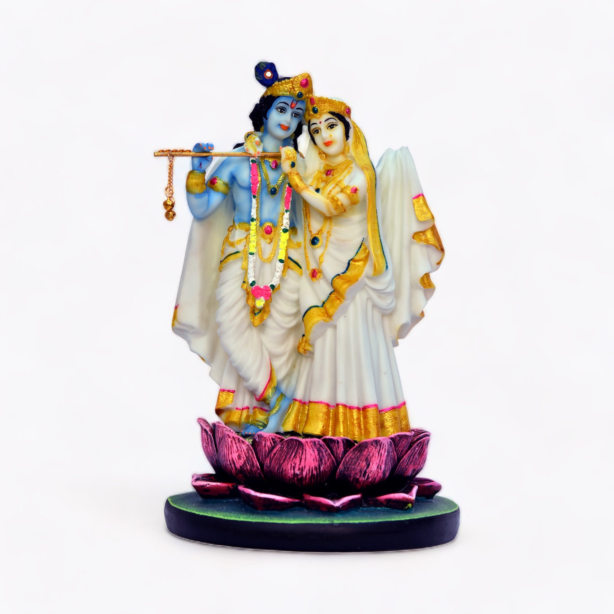 Serene Lotus Divine Couple Statue | God Statue | Set of 1