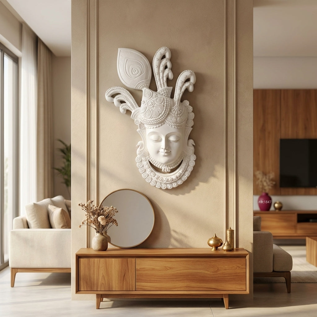 Shreenathji Mukharvind Resin Wall Mask - White finish